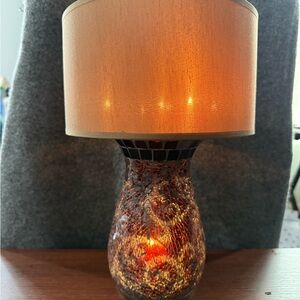 PartyLite Mosaic Candle Holder with Warm Amber Glow